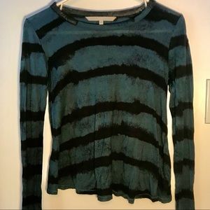 RACHEL ROY | Long Sleeve Tie Dye Stripe Top with Faux Leather Size S